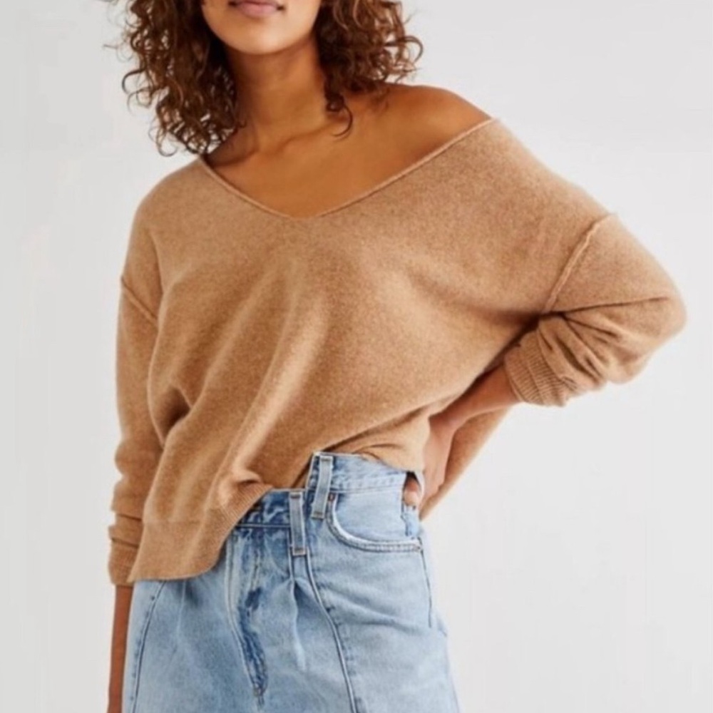 NWT FREE PEOPLE Harmony 100% Cashmere V Sweater